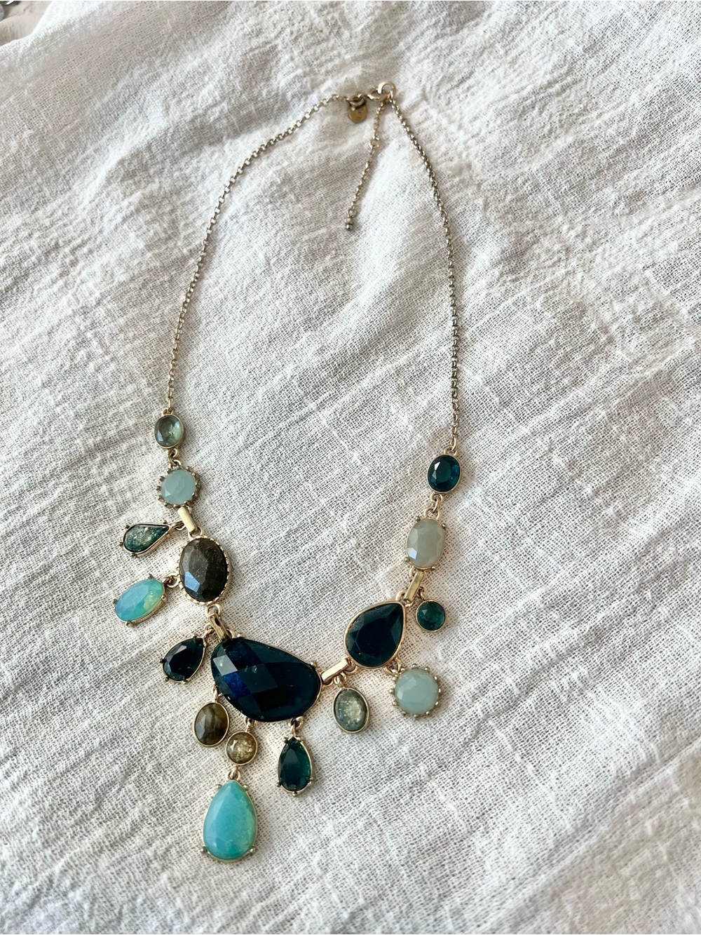 Anne Taylor Loft Necklace with Teardrop Blue & Aqua Stones